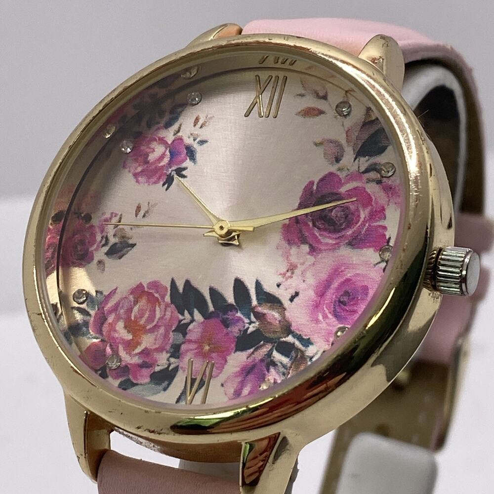 Womens Pink Floral Watch New Battery